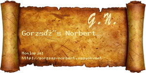 Gorzsás Norbert névjegykártya